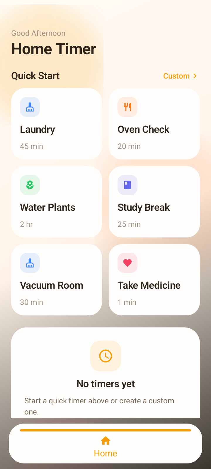 Home Timer home screen